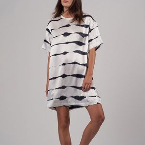 SOLD ATM SILK CHARMEUSE TIE DYE STRIPE M/L T-SHIRT DRESS
